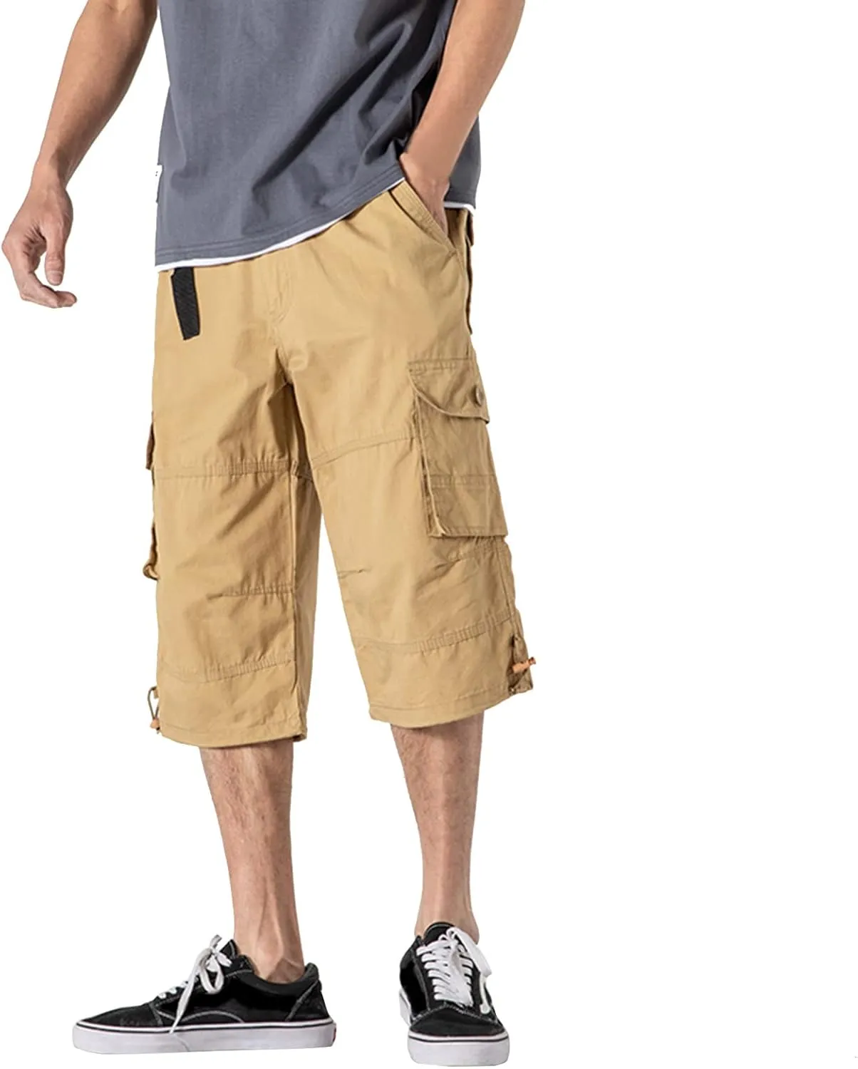 Capri Cargo Pants for Men Fashion Work Hiking Joggers Stretch Ripstop Utility Outdoor Pants with Multiple Pockets