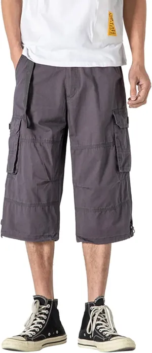 Capri Cargo Pants for Men Fashion Work Hiking Joggers Stretch Ripstop Utility Outdoor Pants with Multiple Pockets