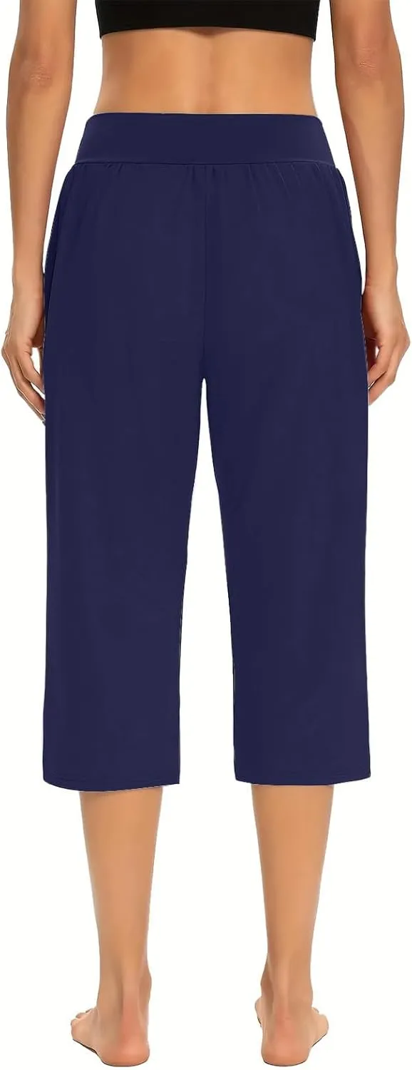 Capri Sweatpants Womens Cozy Wide Legs Cropped Pants Lounge Jogger Capri Workout Yoga Culottes Slacks Casual S