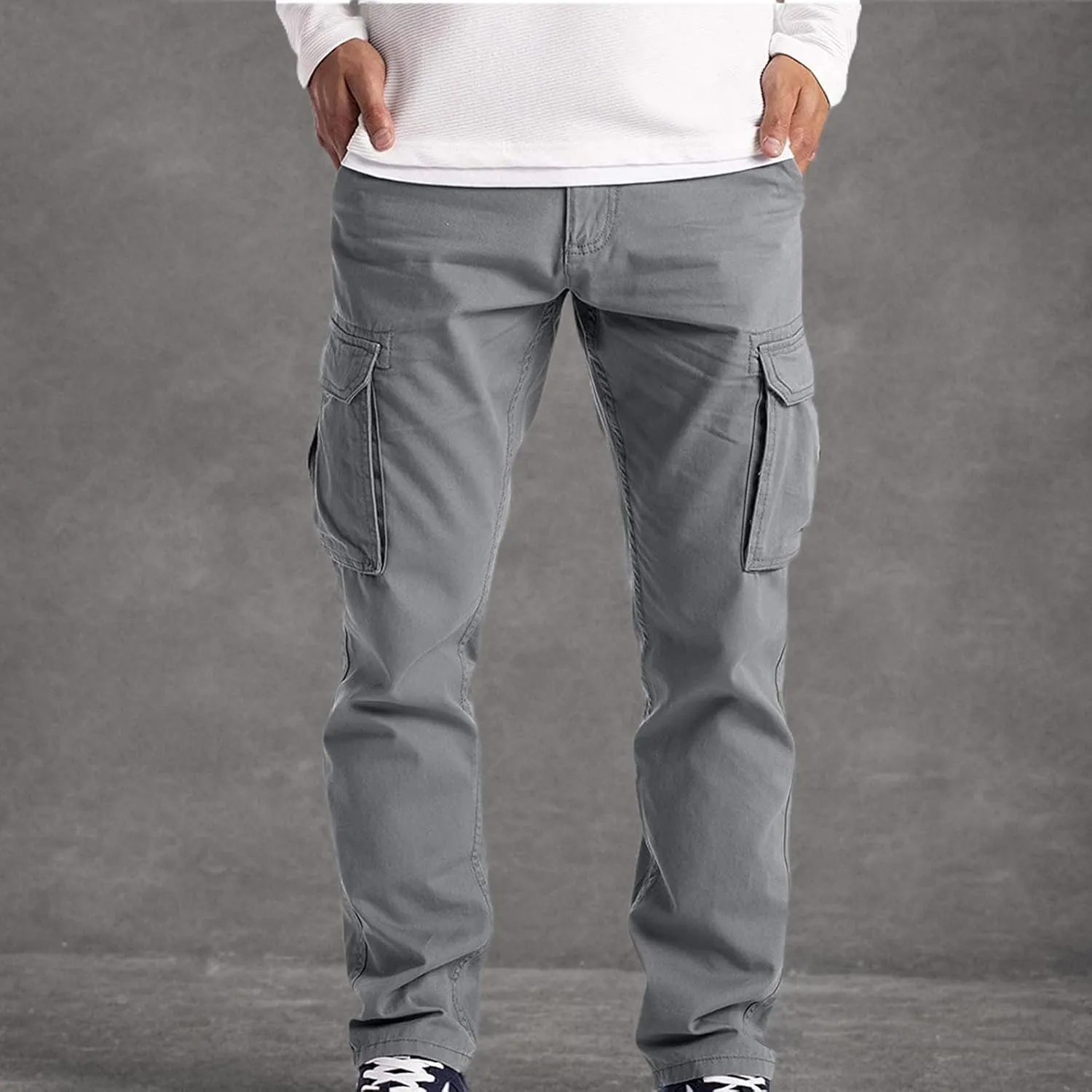 Cargo Pants for Men Baggy Relaxed Fit Causal Work Trousers Outdoor Hiking Cargo Sweatpants Pockets Athletic Joggers