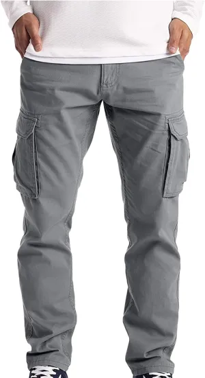 Cargo Pants for Men Baggy Relaxed Fit Causal Work Trousers Outdoor Hiking Cargo Sweatpants Pockets Athletic Joggers