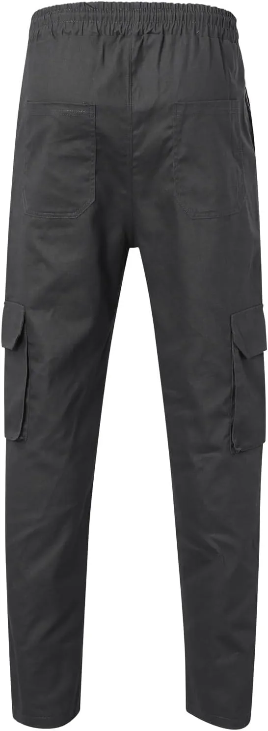 Cargo Pants for Men Baggy Workout Cargo Pants Lightweight Long Sweatpant Men's Drawstring Waist Flap Pocket Workout
