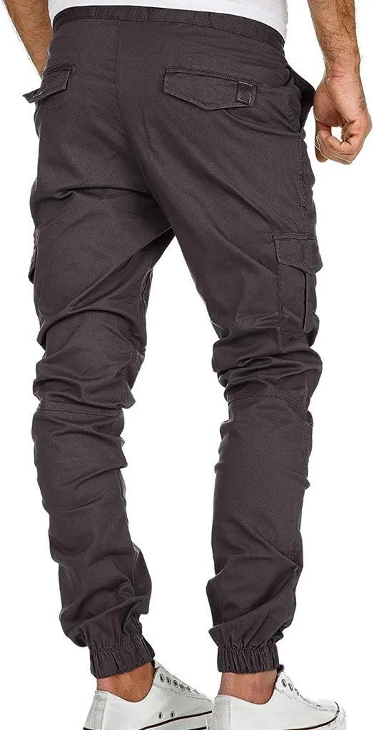 Cargo Pants for Men Big and Tall Men's Joggers with Zipper Pockets Running Athletic Workout Pants Tapered Sweatpants