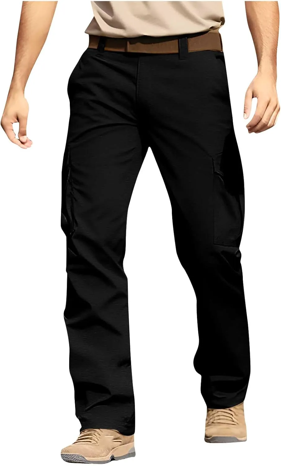 Cargo Pants for Men Relaxed Fit Stretch Construction Work Pants Elastic Waist Ripstop Outdoor Hiking Pants 6 Pockets
