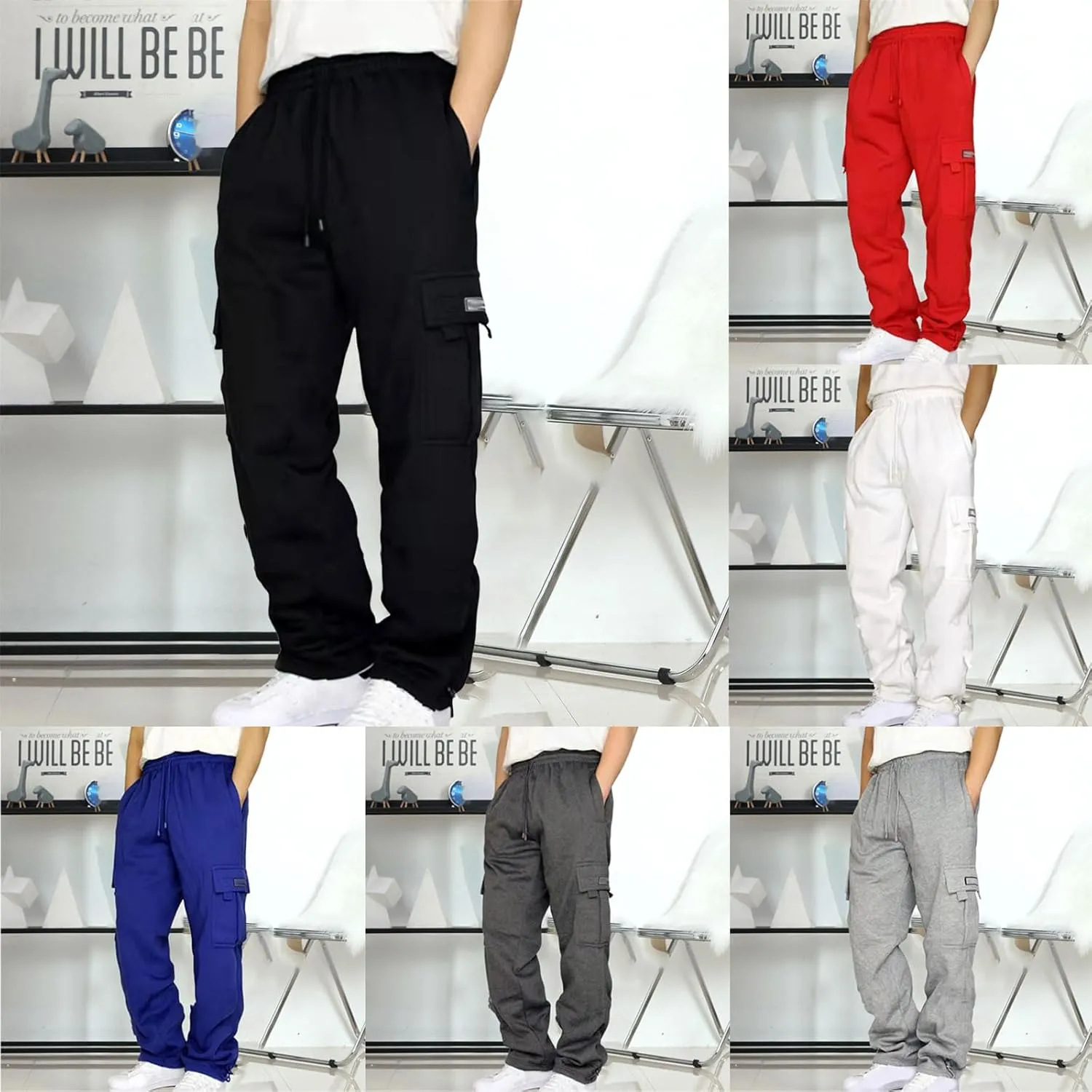 Cargo Pants for Men, Streetwear Hip Hop Pants Cargo Joggers Men Casual Active Sports Sweatpants for Men Women Unisex