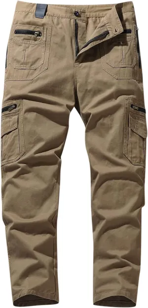 Cargo Pants for Men Stretch Ripstop Straight Leg Work Hiking Pants Utility Outdoor Trousers with Zipper Pockets