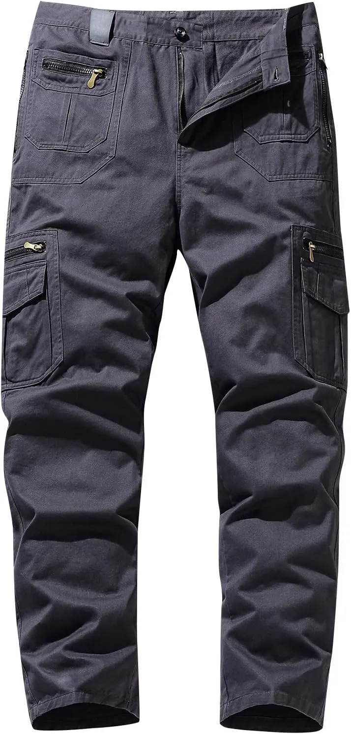 Cargo Pants for Men Stretch Ripstop Straight Leg Work Hiking Pants Utility Outdoor Trousers with Zipper Pockets