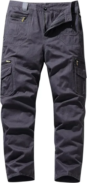 Cargo Pants for Men Stretch Ripstop Straight Leg Work Hiking Pants Utility Outdoor Trousers with Zipper Pockets