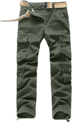 Cargo Pants Men Casual Stylish Multi Pockets Solid Cotton Straight Trousers Skinny-Fit Outdoor Fashion Sweatpants