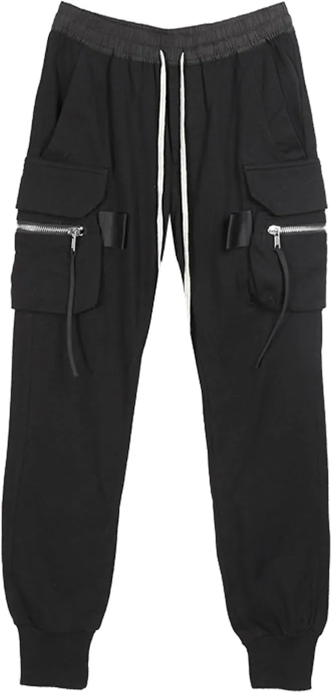 cargo pants multi-pocket casual pants for men(Black,XL)