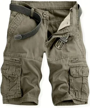 Cargo Shorts for Men Cotton Shorts Casual Shorts with Zipper Pockets Outdoor Shorts Loose Fit Workout Shorts