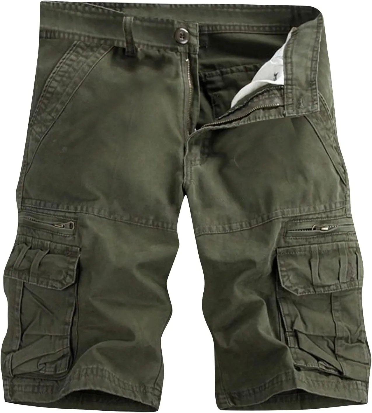 Cargo Shorts for Men Cotton Shorts Casual Shorts with Zipper Pockets Outdoor Shorts Loose Fit Workout Shorts