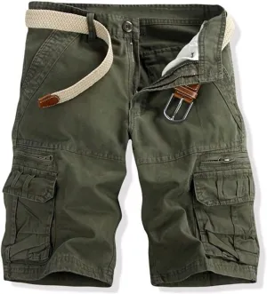 Cargo Shorts for Men Cotton Shorts Casual Shorts with Zipper Pockets Outdoor Shorts Loose Fit Workout Shorts