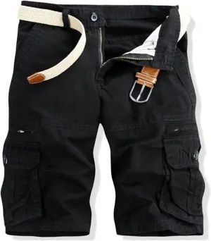 Cargo Shorts for Men Cotton Shorts Casual Shorts with Zipper Pockets Outdoor Shorts Loose Fit Workout Shorts
