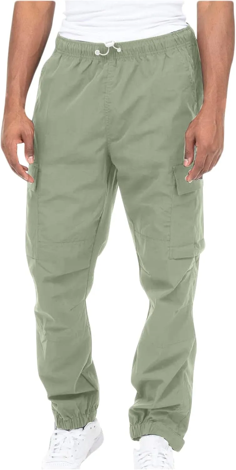 Cargo Sweatpants for Men Casual Fitness Drawstring Cargo Pants Workout Joggers Trousers Outdoor with Mutil Pockets
