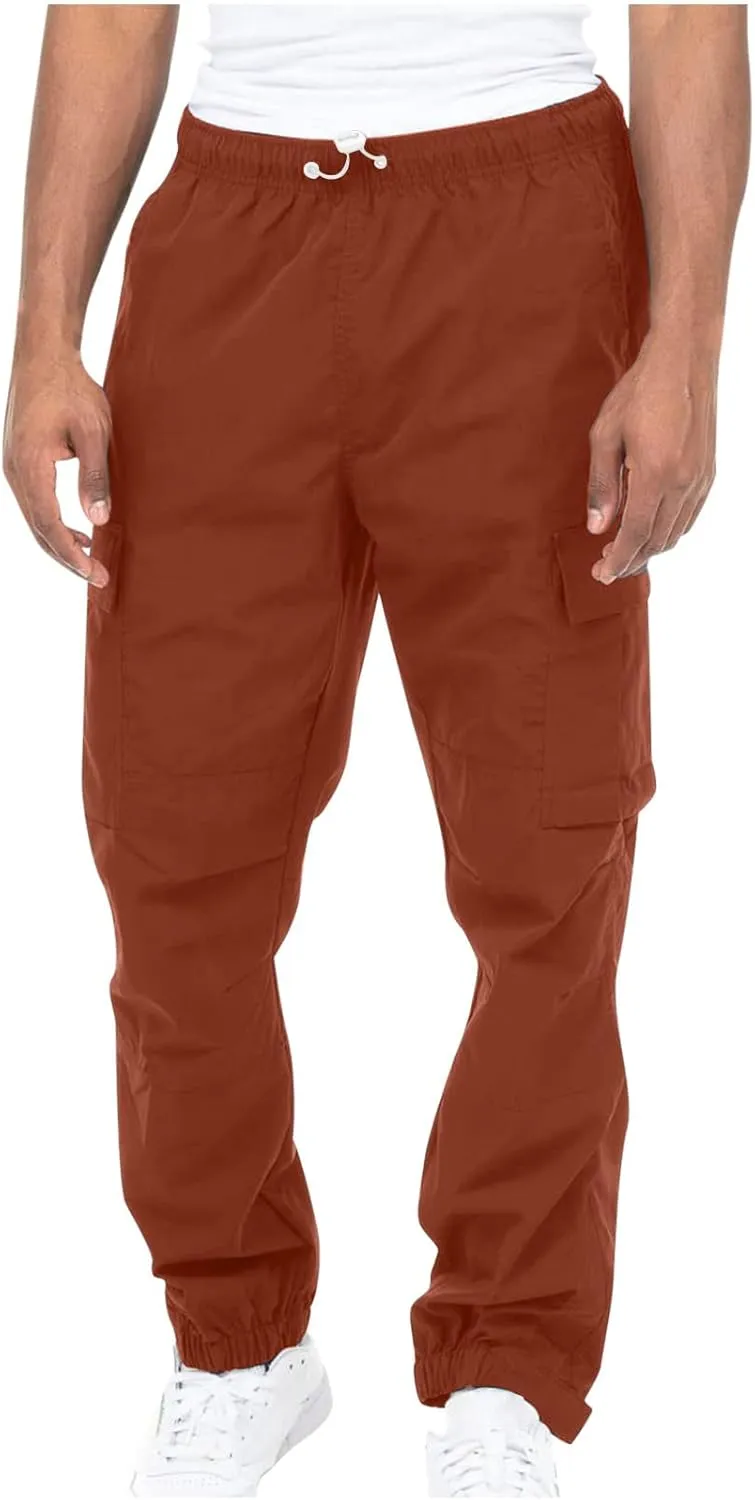 Cargo Sweatpants for Men Casual Fitness Drawstring Cargo Pants Workout Joggers Trousers Outdoor with Mutil Pockets