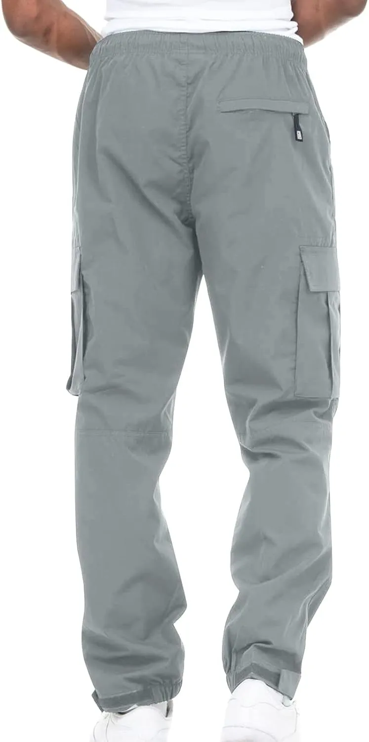 Cargo Sweatpants for Men Casual Fitness Drawstring Cargo Pants Workout Joggers Trousers Outdoor with Mutil Pockets