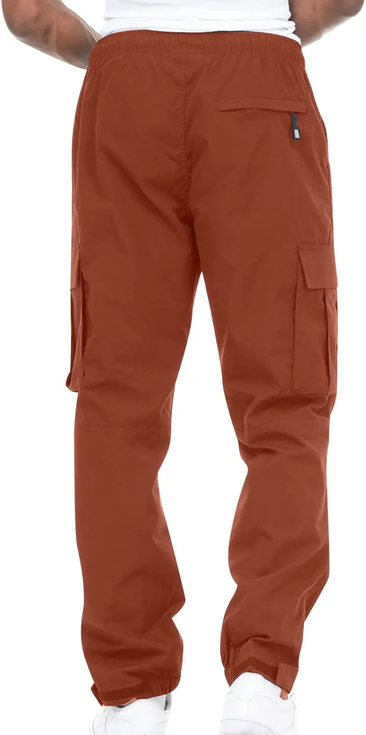 Cargo Sweatpants for Men Casual Fitness Drawstring Cargo Pants Workout Joggers Trousers Outdoor with Mutil Pockets