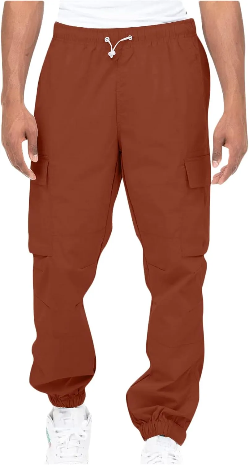 Cargo Sweatpants for Men Casual Fitness Drawstring Cargo Pants Workout Joggers Trousers Outdoor with Mutil Pockets