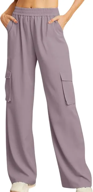 Cargo Sweatpants Women Wide Leg High Waisted Fleece Sweat Pants with Multi Pockets Lounge Casual Joggers Pants