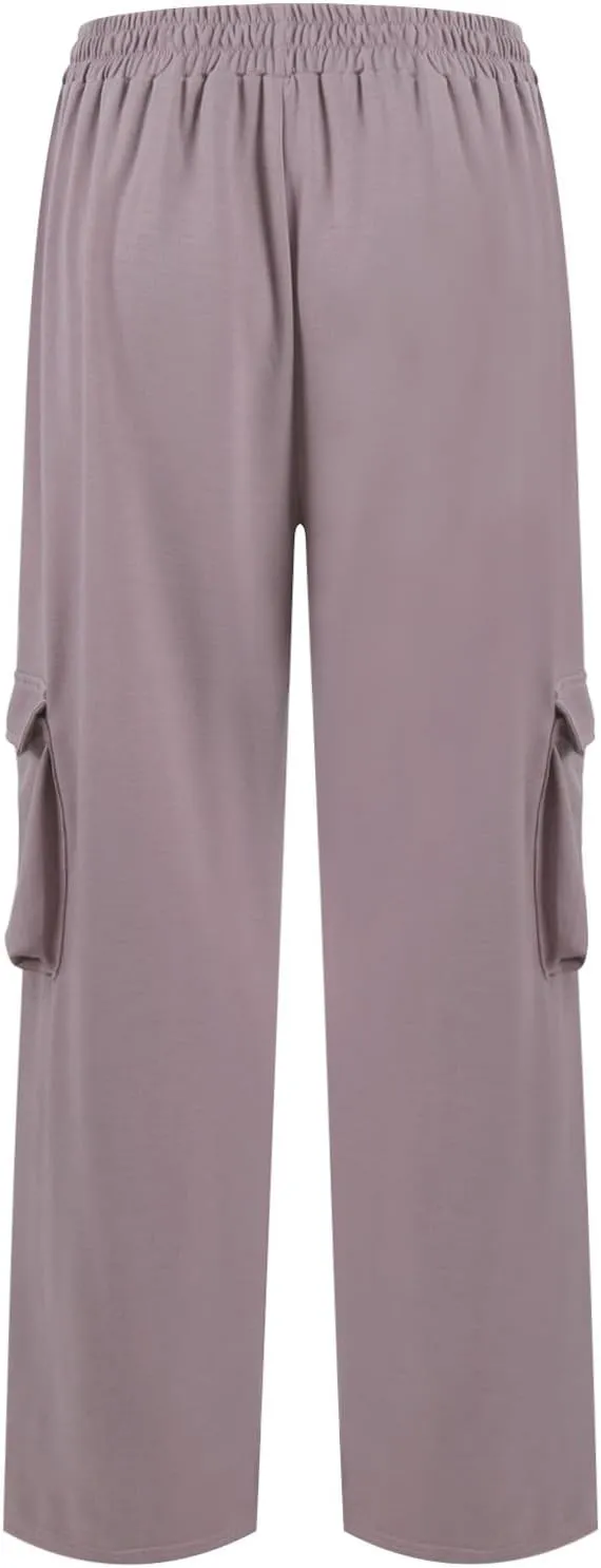 Cargo Sweatpants Women Wide Leg High Waisted Fleece Sweat Pants with Multi Pockets Lounge Casual Joggers Pants