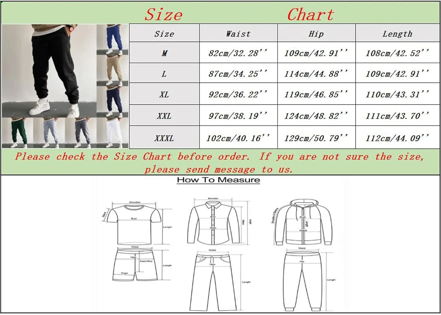 Cargo Trousers for Men Bottom Cargo Pants Elastic Waist Drawstring Baggy Joggers Mens Heavyweight Fleece Sweatpants