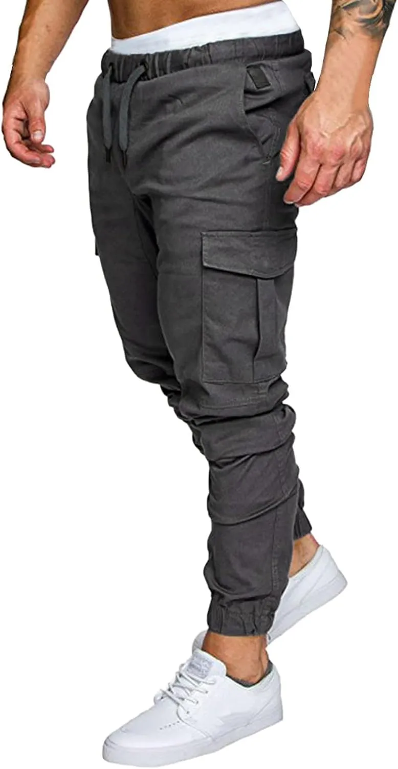 Cargo Trousers for Men Golf Track Pant 2023 Men's Heavyweight Cargo Fleece Sweatpants Stretch Elastic Waist Jogger
