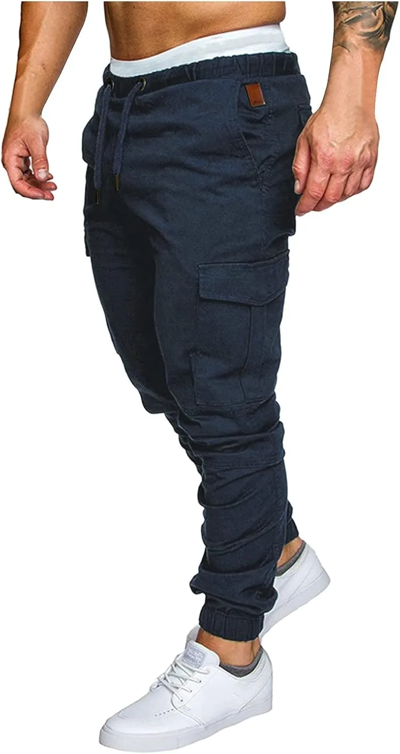 Cargo Trousers for Men Golf Track Pant 2023 Men's Heavyweight Cargo Fleece Sweatpants Stretch Elastic Waist Jogger
