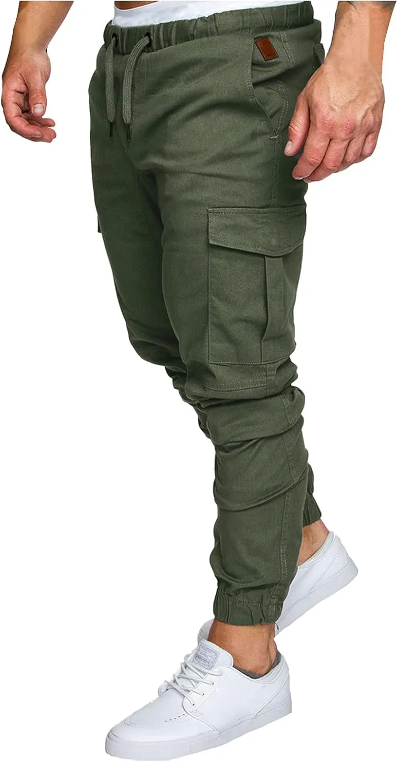 Cargo Trousers for Men Golf Track Pant 2023 Men's Heavyweight Cargo Fleece Sweatpants Stretch Elastic Waist Jogger