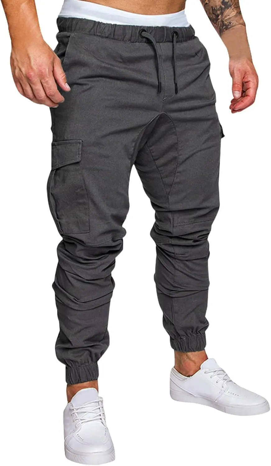 Cargo Trousers for Men Golf Track Pant 2023 Men's Heavyweight Cargo Fleece Sweatpants Stretch Elastic Waist Jogger