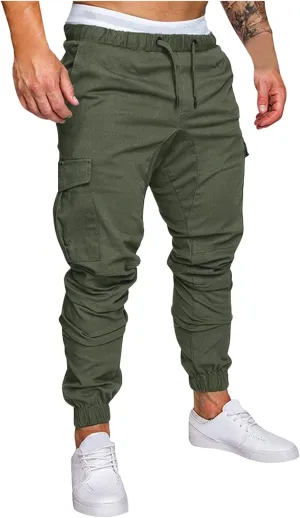 Cargo Trousers for Men Golf Track Pant 2023 Men's Heavyweight Cargo Fleece Sweatpants Stretch Elastic Waist Jogger