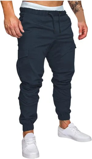 Cargo Trousers for Men Golf Track Pant 2023 Men's Heavyweight Cargo Fleece Sweatpants Stretch Elastic Waist Jogger