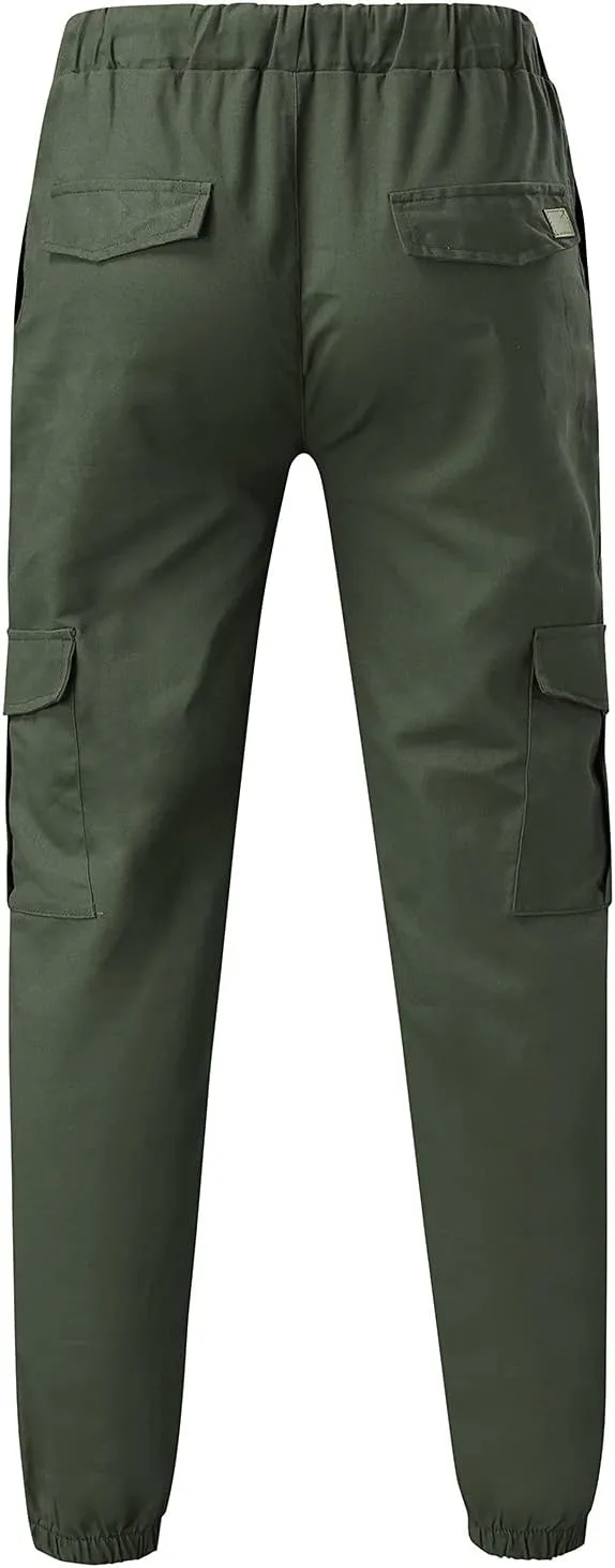Cargo Trousers for Men Golf Track Pant 2023 Men's Heavyweight Cargo Fleece Sweatpants Stretch Elastic Waist Jogger