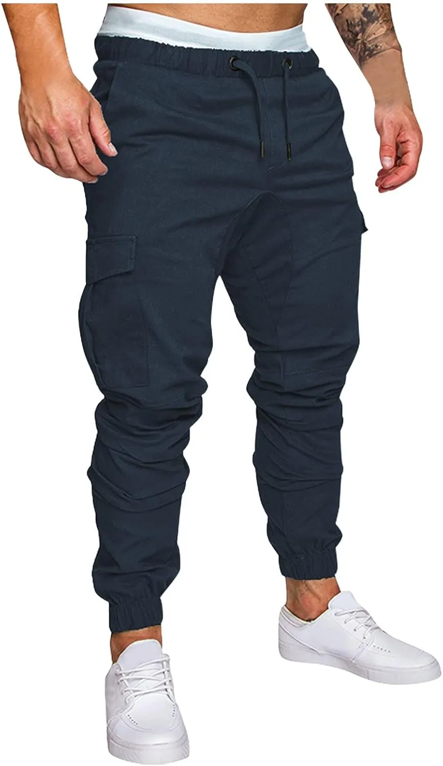 Cargo Trousers for Men Golf Track Pant 2023 Men's Heavyweight Cargo Fleece Sweatpants Stretch Elastic Waist Jogger