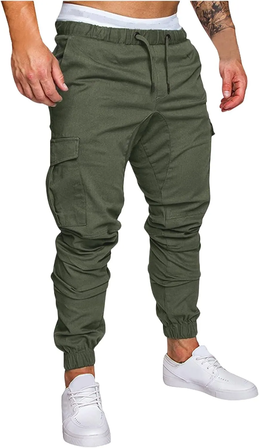 Cargo Trousers for Men Golf Track Pant 2023 Men's Heavyweight Cargo Fleece Sweatpants Stretch Elastic Waist Jogger