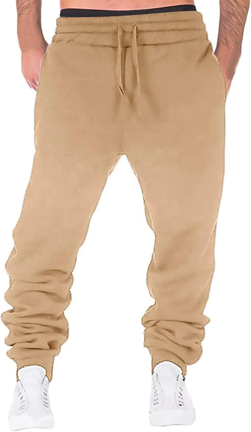 Cargo Trousers for Men Gym Training Workout Pants Slim Fit with Zipper Pockets Men's Golf Joggers Pants with Zipper