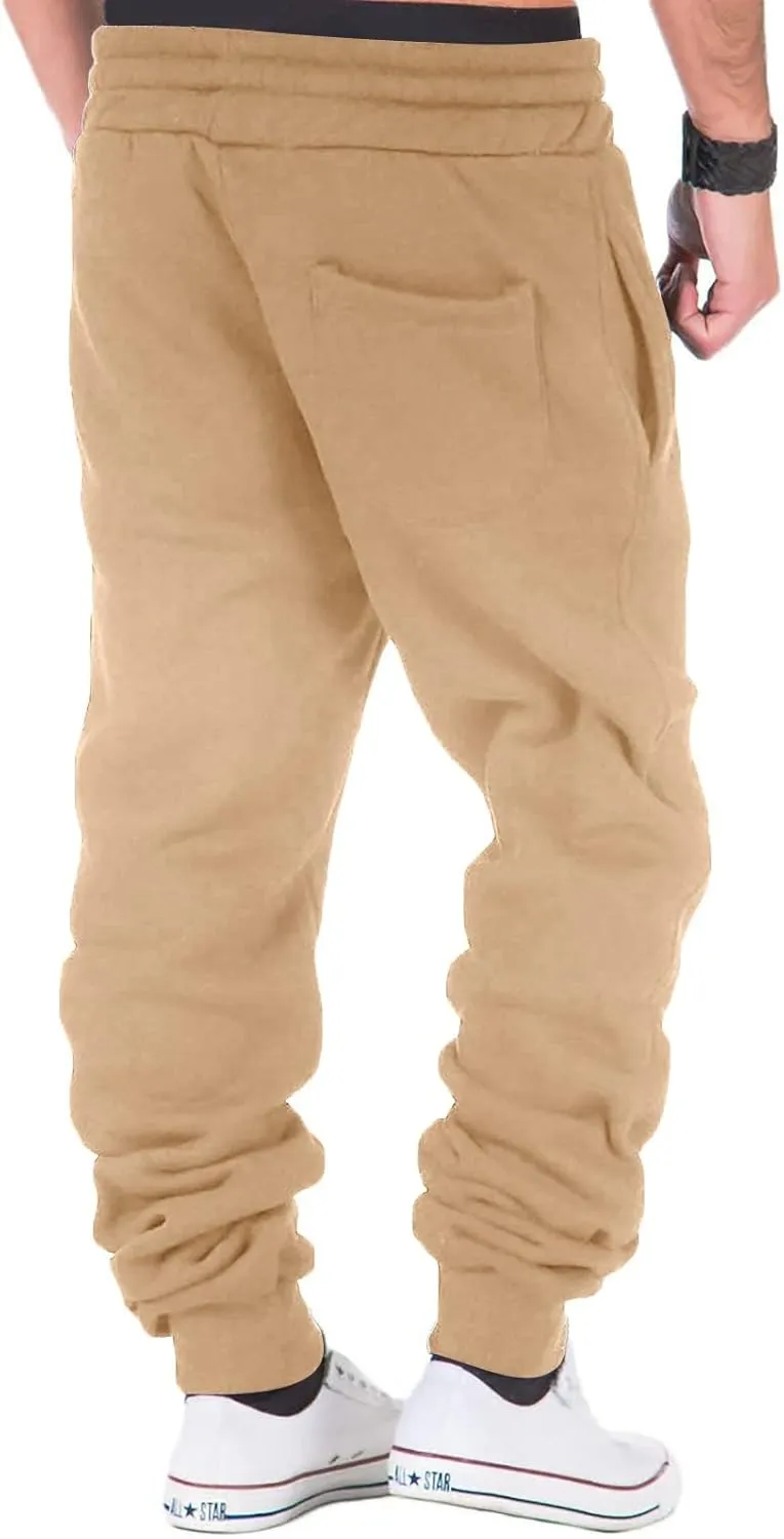 Cargo Trousers for Men Gym Training Workout Pants Slim Fit with Zipper Pockets Men's Golf Joggers Pants with Zipper