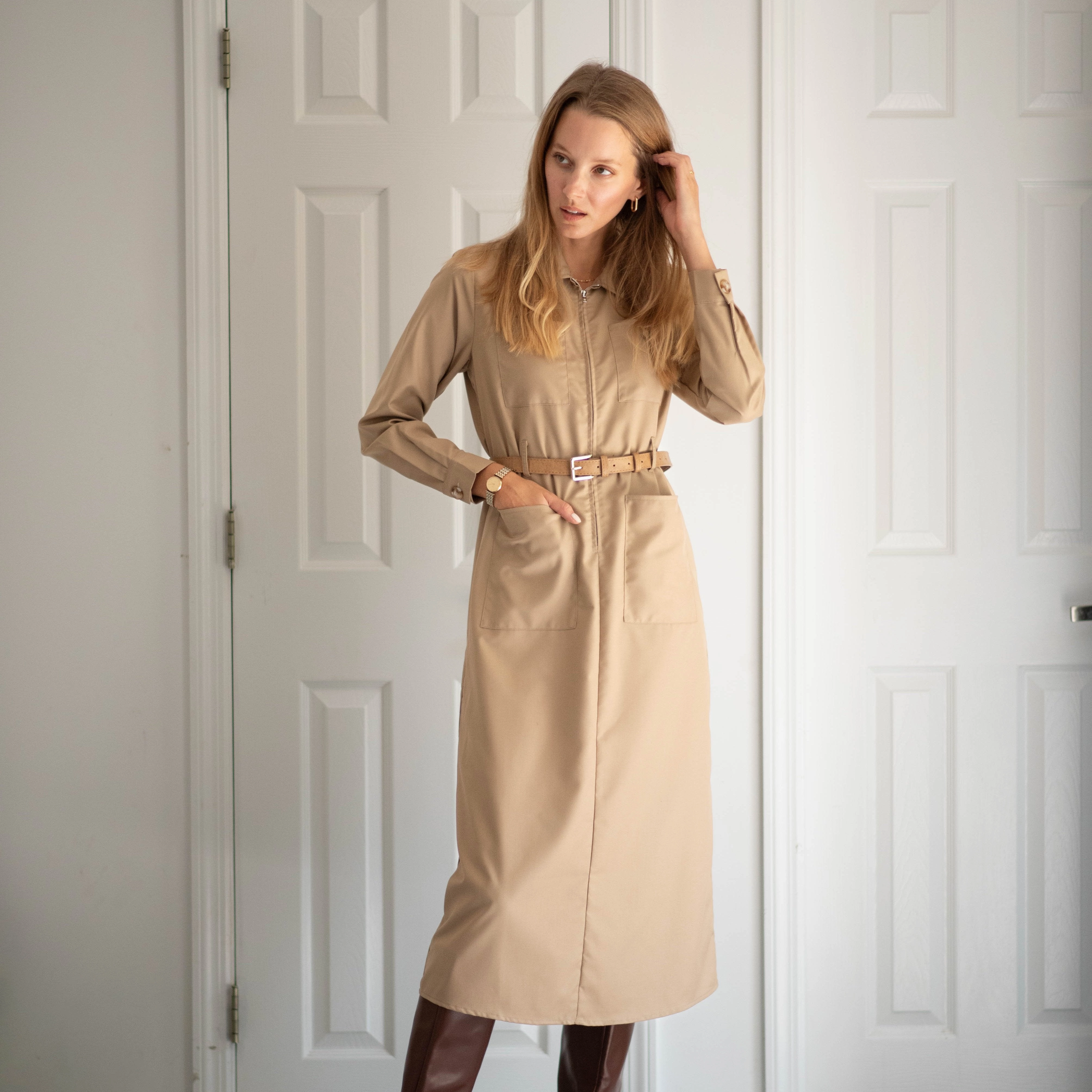 Knit Warm Balanced Fit Cargo Dress [Final Sale]