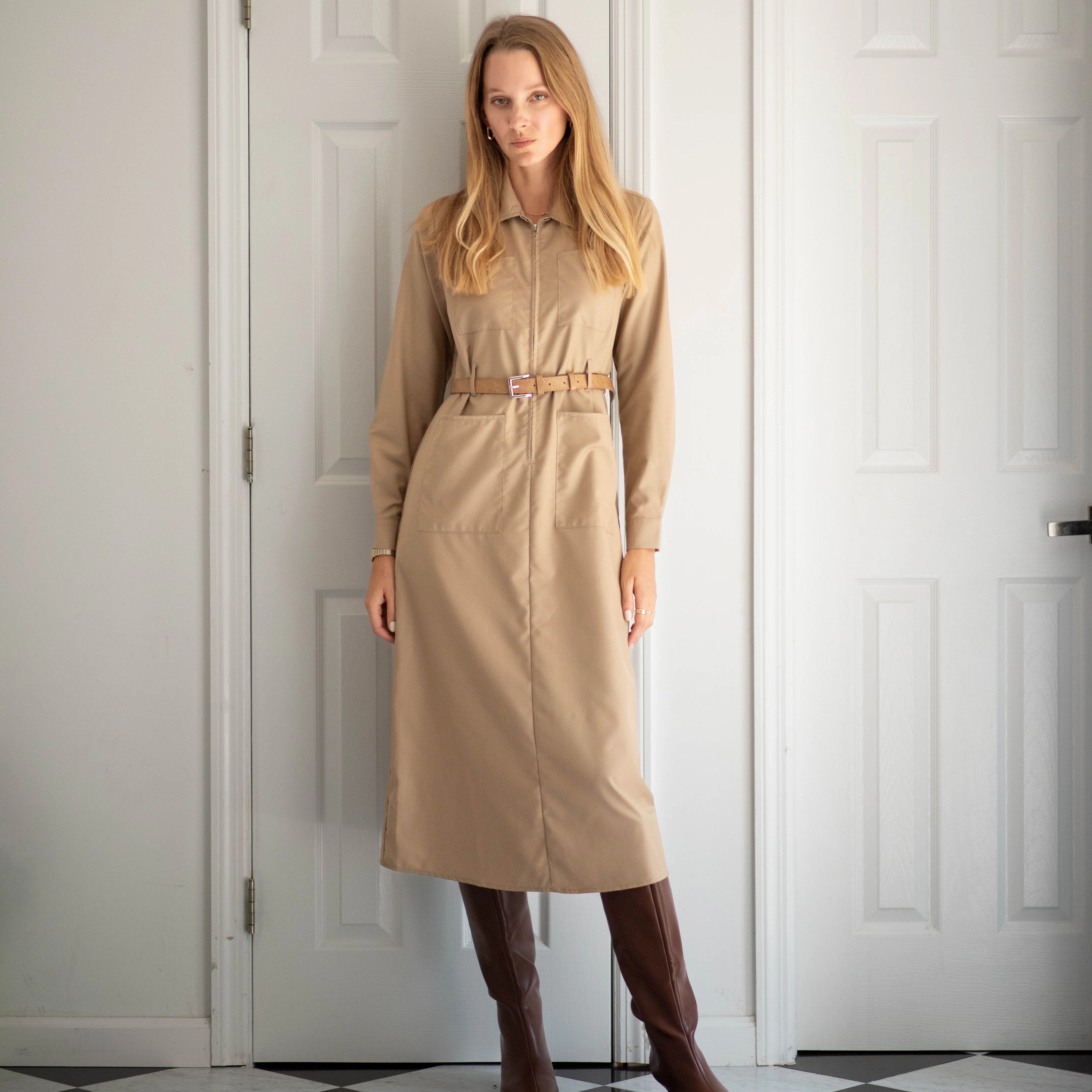 Flowing Texture Chic and Cozy Cargo Dress [Final Sale]