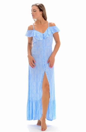 Trend Texture Chic Vibe Carly Dress / Periwinkle Palm