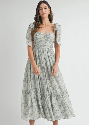 GEMMA FLORAL RUCHED MIDI DRESS Autumn Ready Satin Layers