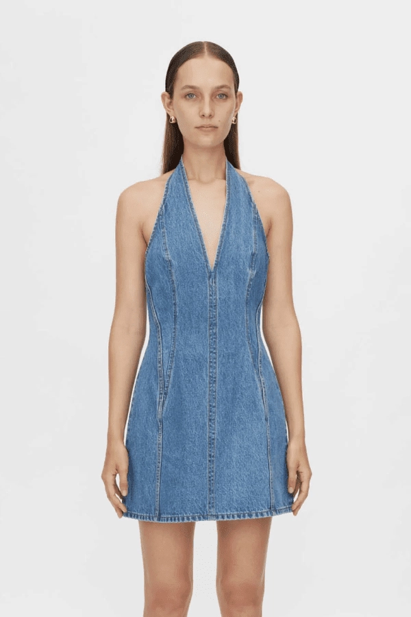 All Wear Rose Soft Cascadia Denim Mini Dress Classic Blue
