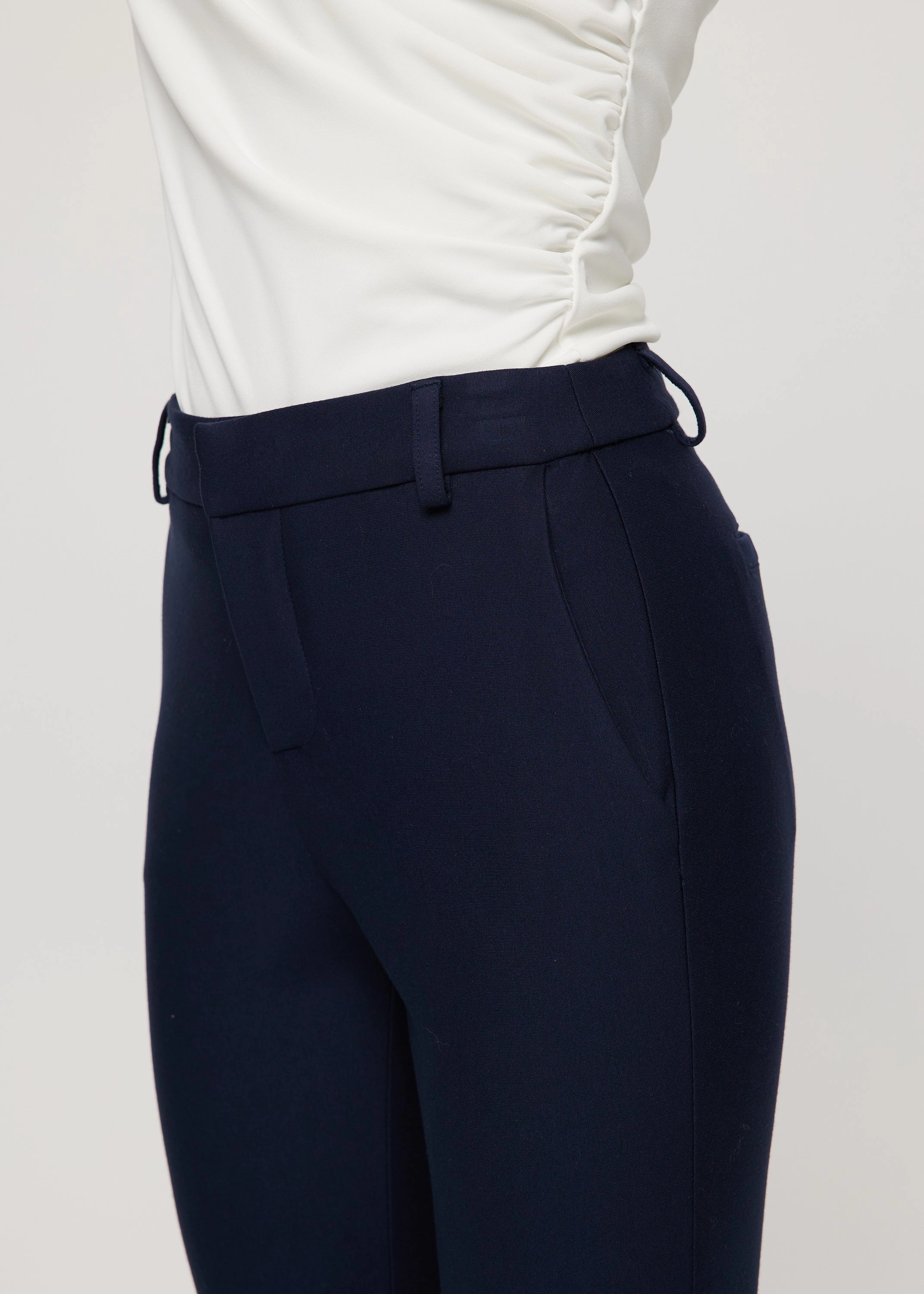 Casey black ponte pant with belt loops Water Resistant Low-rise style