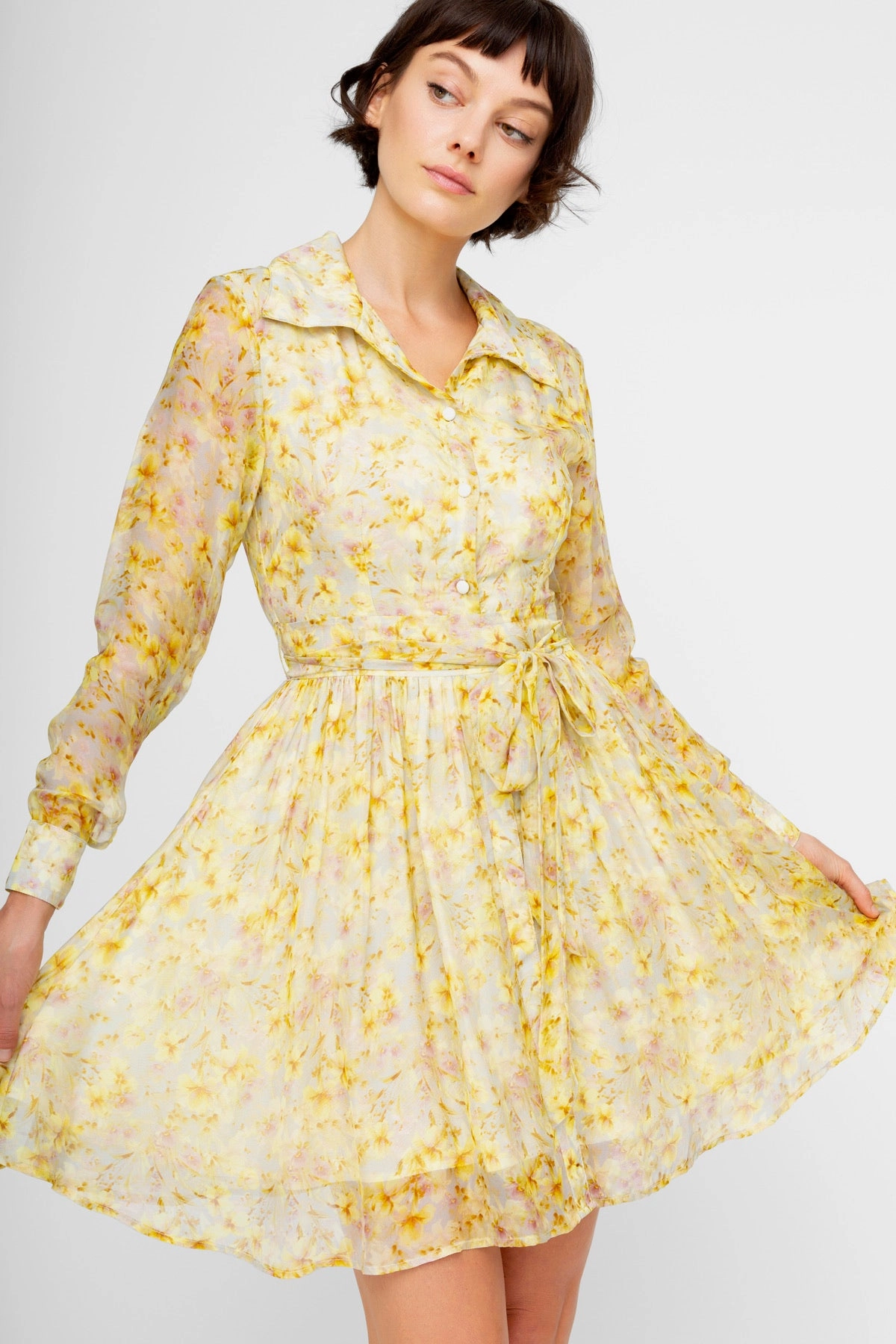 CASSIA PRINT DRESS Applique-Detail Lunch Date