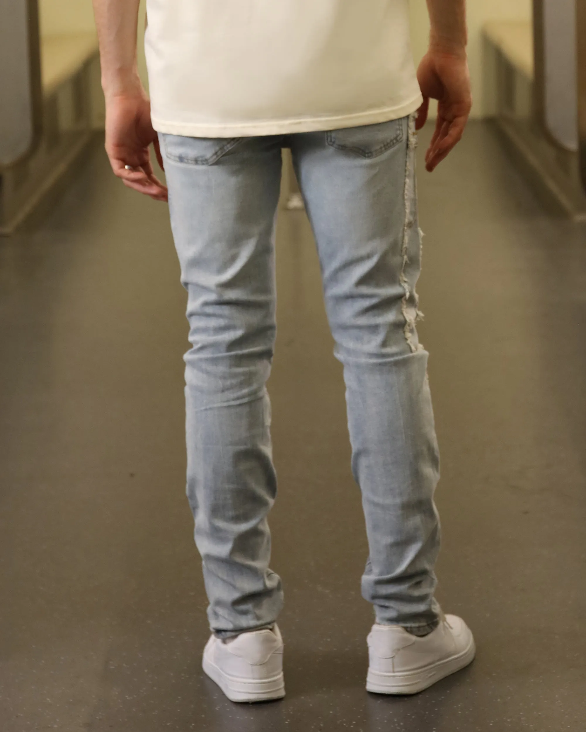 Casual Blue Jeans with Small Diamonds & Square Patches-Mexico Local Delivery