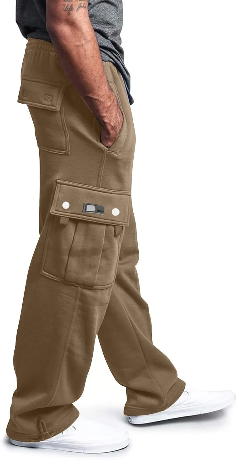 Casual Cargo Sweatpants for Men Lightweight Straight Leg Hiking Pants Comfort Outdoor Loose Jogger Pant with Pocket