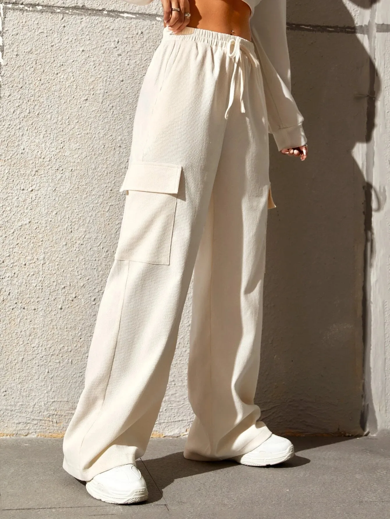 Casual Drawstring Flap Pocket Cargo Pants