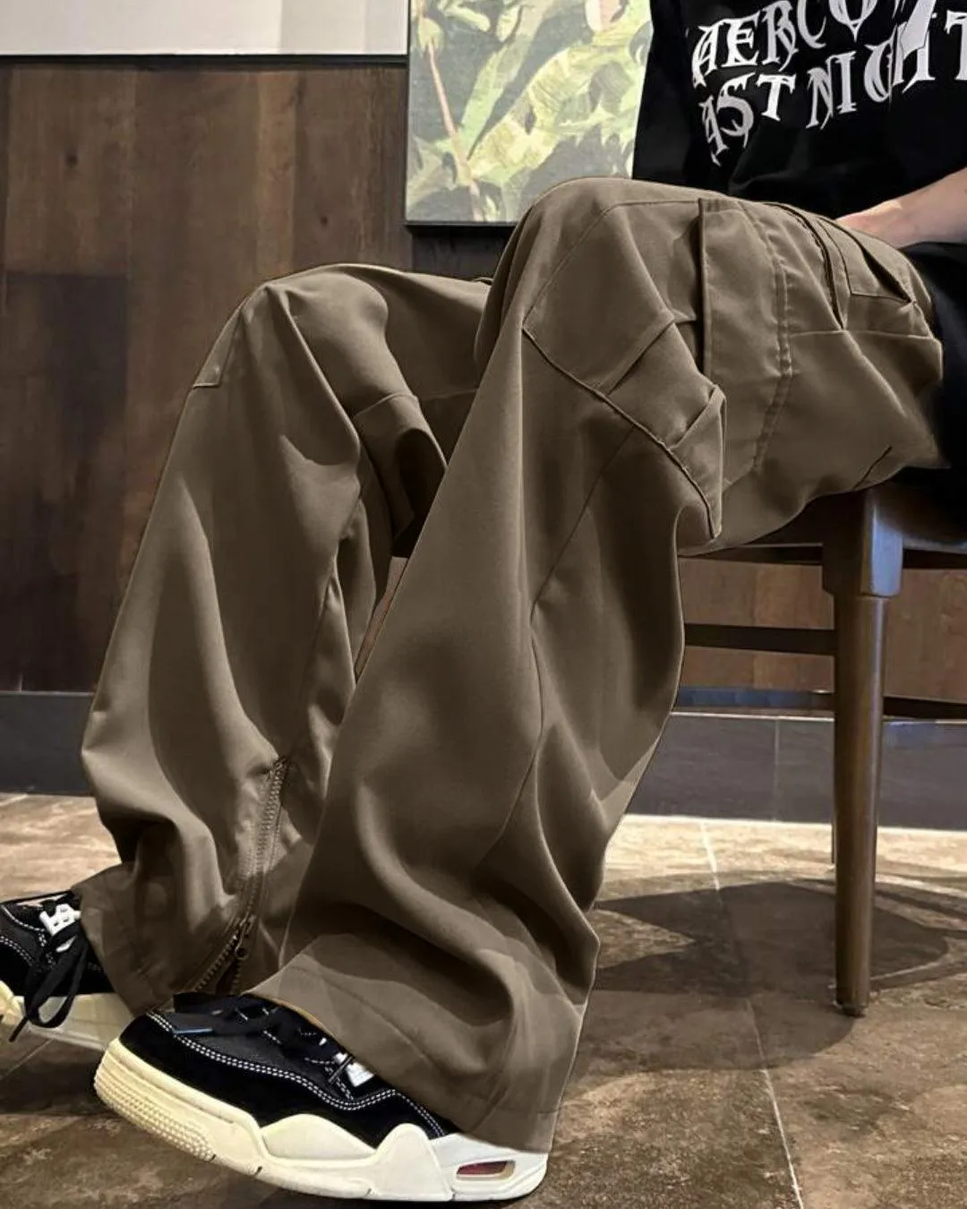 Casual Multi Pocket Brown Cargo Pants