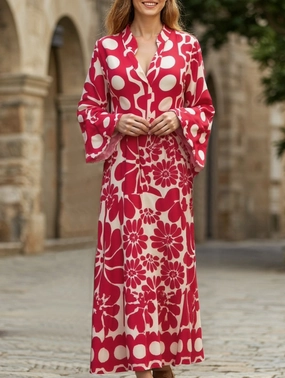 Casual Bohemian Print Shirt Dress Modern Silhouette Bold Touches