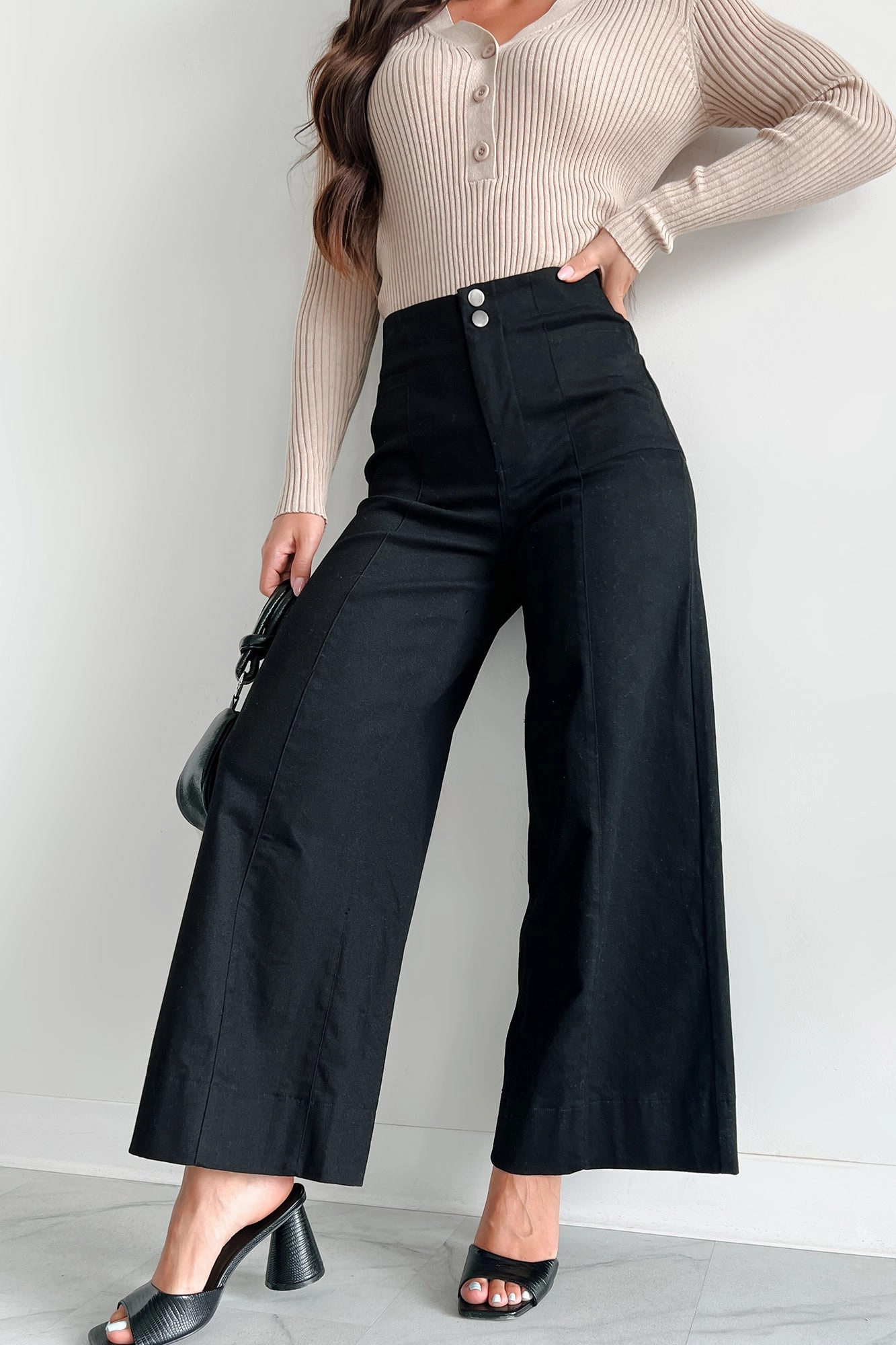 MultiPocket AbrasionResistantPanels Just The Truth Wide Leg Pants (Black)